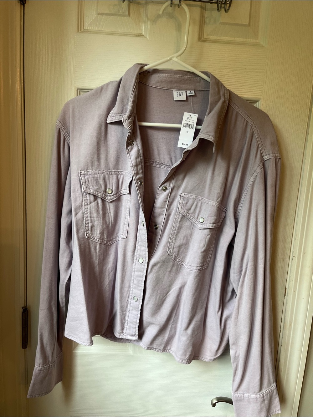 GAP Light Lavender Button-Up Shirt Jacket
